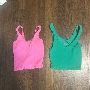 Green and pink aritzia tank tops